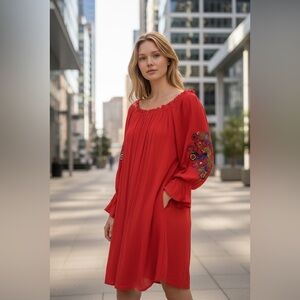 Women’s Reba Mini Dress Ruffle Sleeve red Small